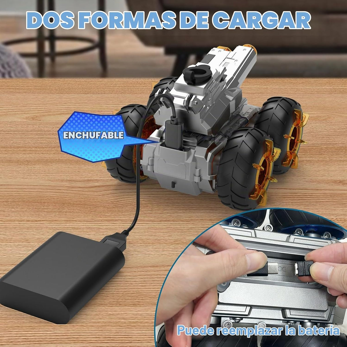 Auto RC anfibio con pistola de agua, juguetes de piscina de agua de verano, vehículo de acrobacias a control remoto impermeable para niños a partir de 8 años, con detección de gestos, autos de