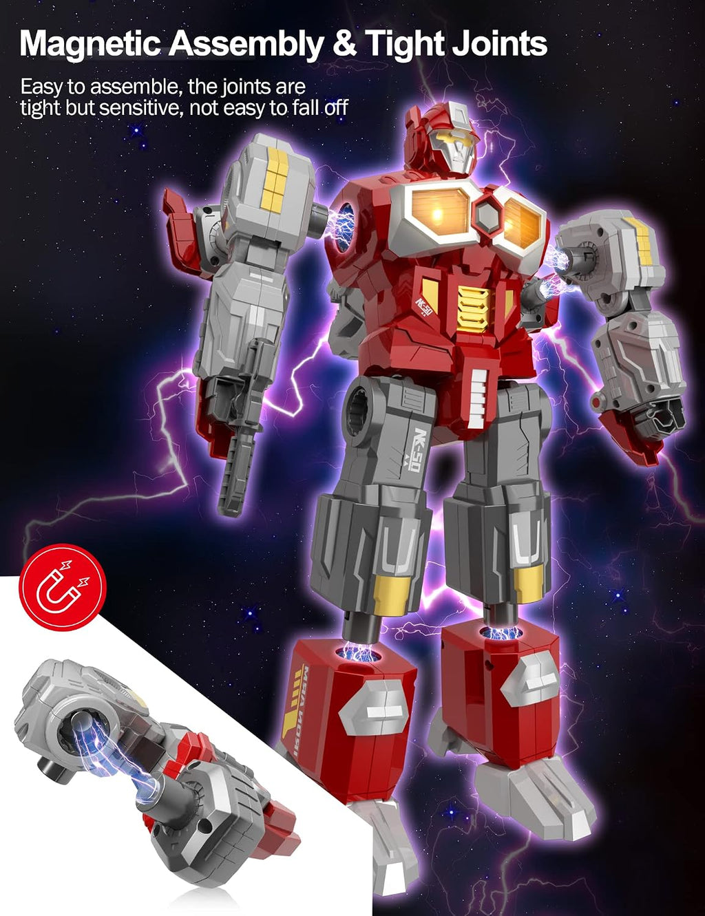 MIEBELY 3 en 1 Robot Dino Magnético que se Transforma Construcción para Niños