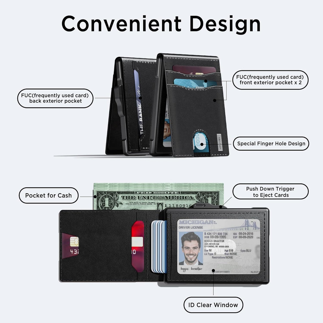 umoven Cartera para hombre \u2013 Funda desplegable, ranura para ef...