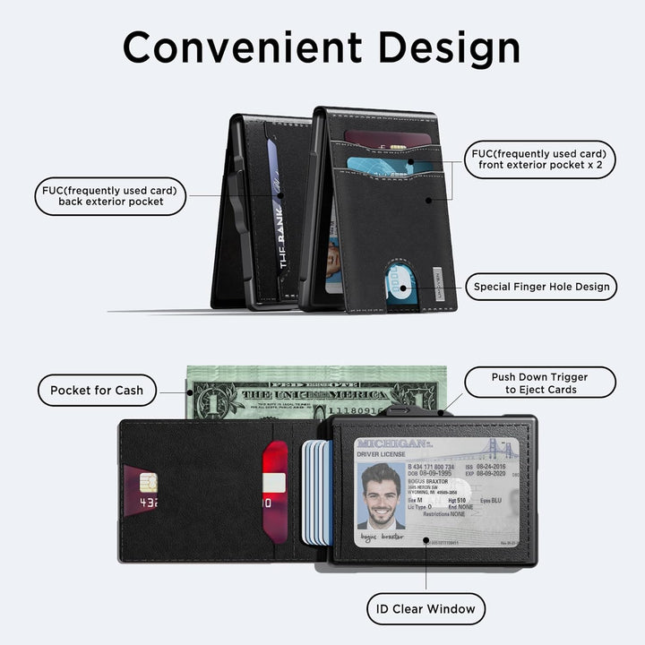 umoven Cartera para hombre \u2013 Funda desplegable, ranura para ef...