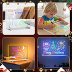 Tablero de dibujo LED con 8 colores, tableros de mensajes acrílicos de 13 x 10 pulgadas con 13 efectos de luz, tablero de garabatos brillantes, regalos para niños, para Pascua, Halloween