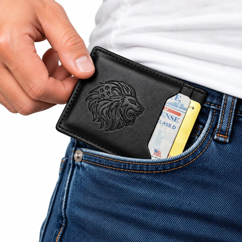 Cartera minimalista delgada para hombre, tarjetero de bolsillo frontal