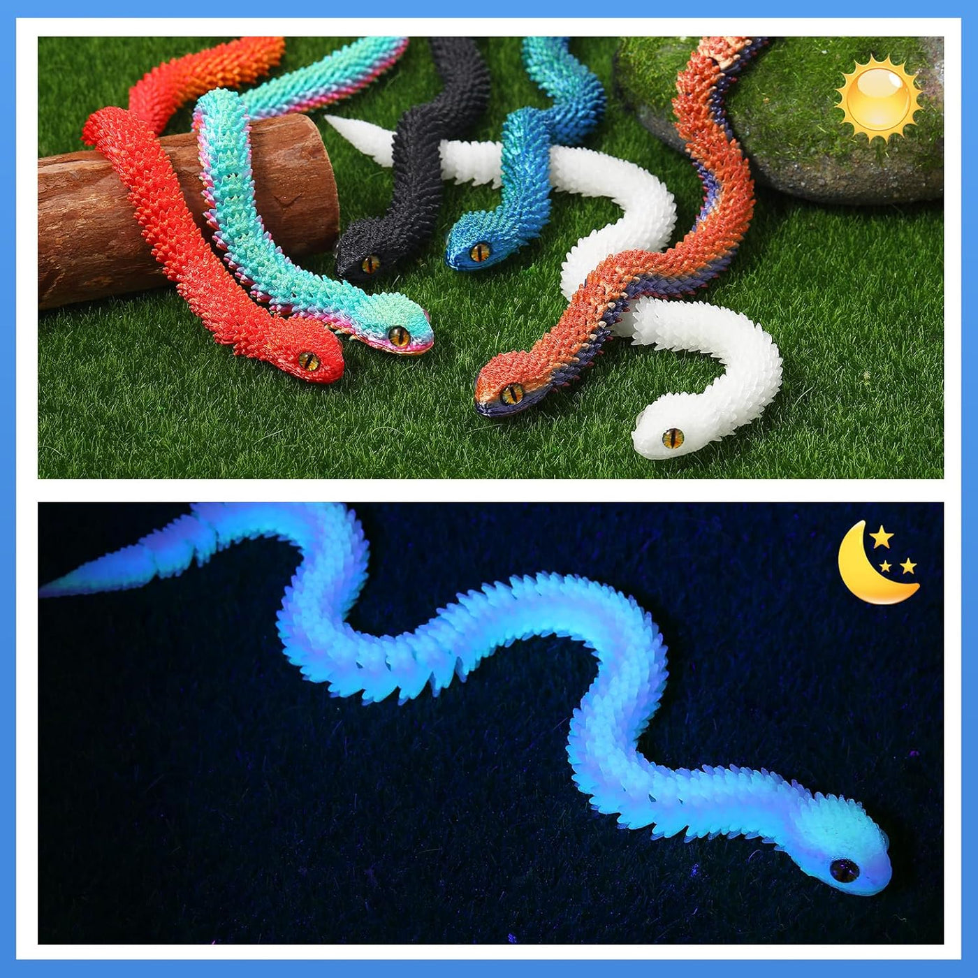 Guiqulai 6 juguetes de serpiente impresos en 3D de 12