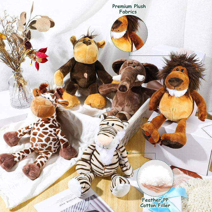Zhanmai Juego de 6 peluches de safari de peluche de selva para niño...