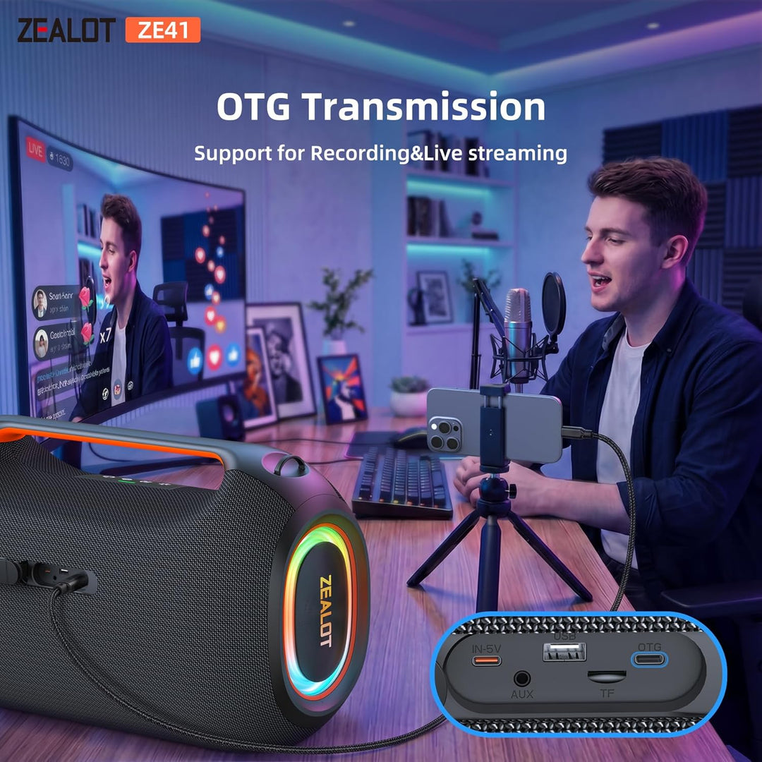 ZEALOT Altavoz Bluetooth portátil ruidoso, actualización de 350 W M...
