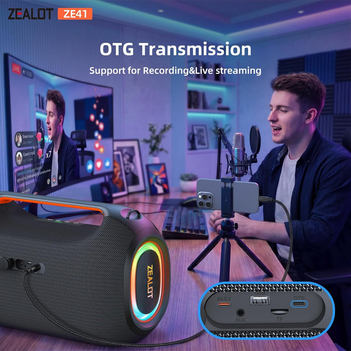 ZEALOT Altavoz Bluetooth portátil ruidoso, actualización de 350 W M...