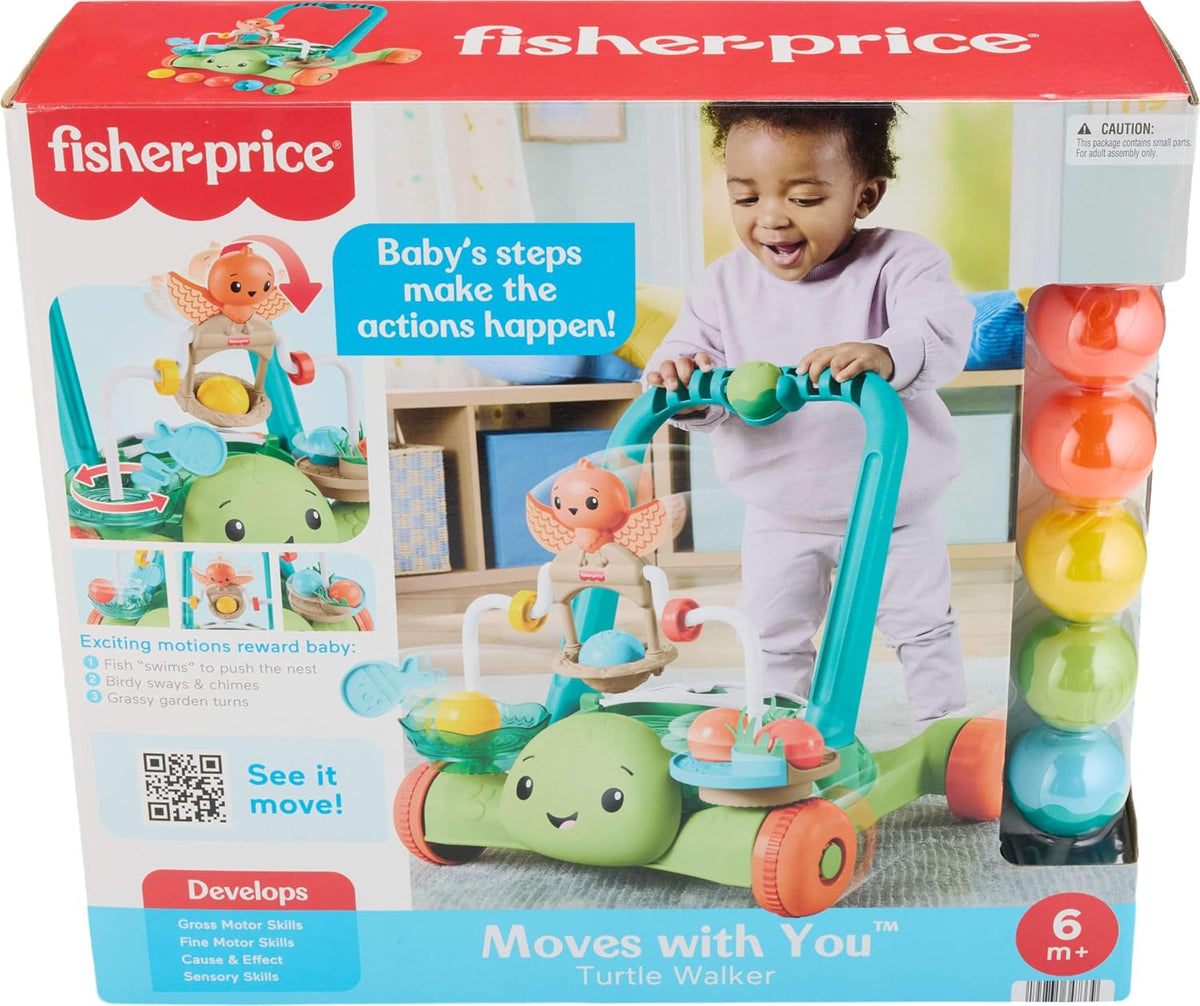 Fisher-Price Mueve contigo tortuga caminante juguete de empuje para bebé