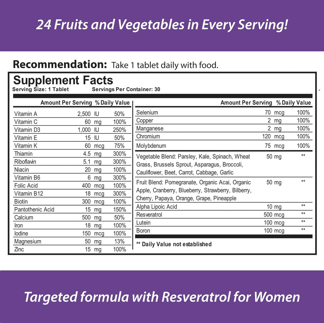 Reload! Para mujeres, todo natural, multivitamínico, multimineral y...