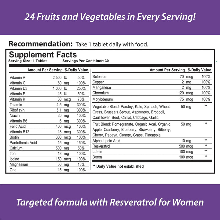 Reload! Para mujeres, todo natural, multivitamínico, multimineral y...