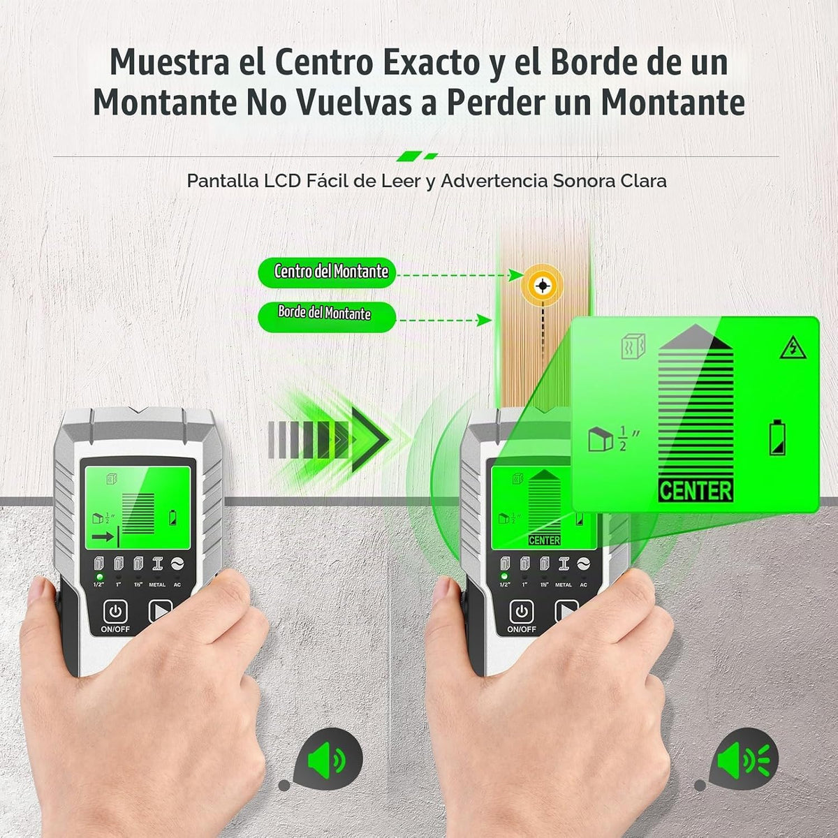 Detector de escáner de pared con buscador de pernos para madera, pernos