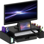Soporte elevador para monitor de escritorio Simple Houseware con bandeja ajustable, negro