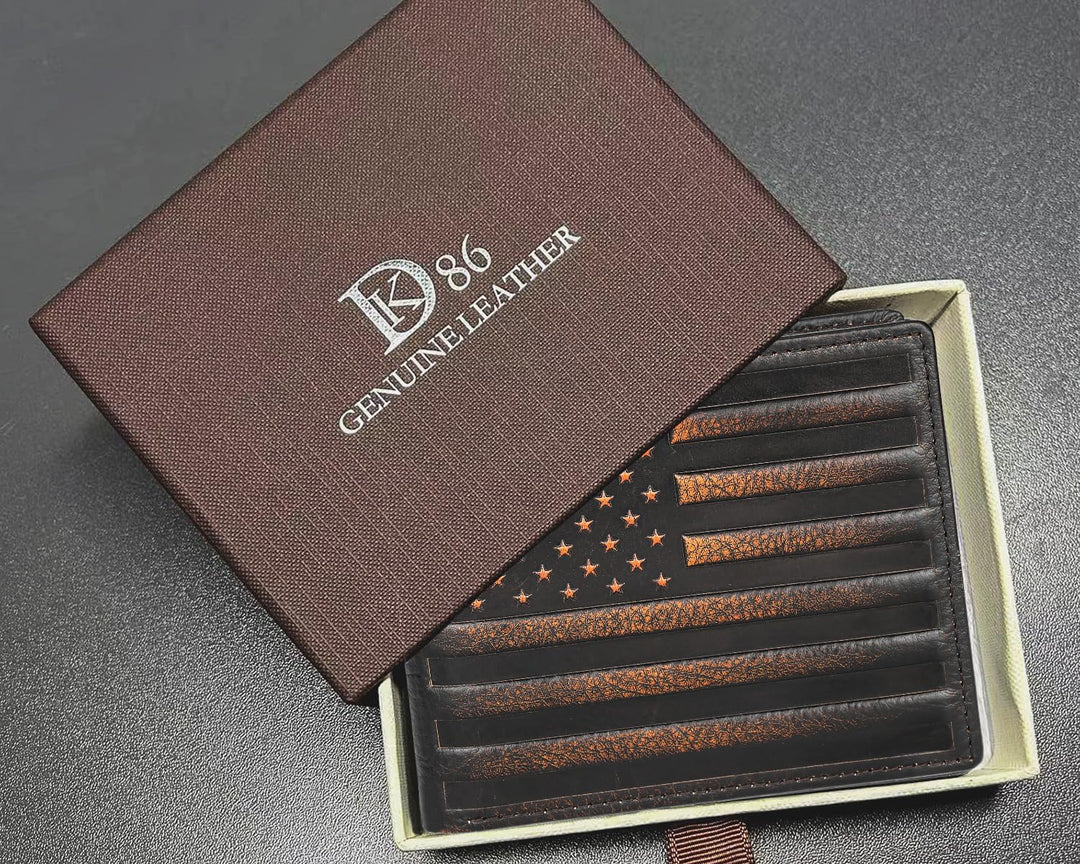 DK86 Cartera de cuero genuino para hombre, billetera biplegable con...