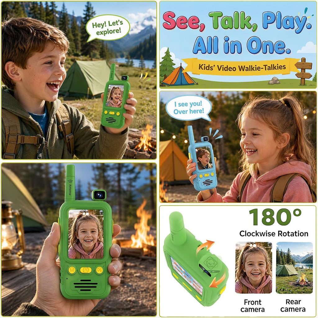 Aikmi Walkie Talkies de video para niños, juguete para niño y niña, azul y