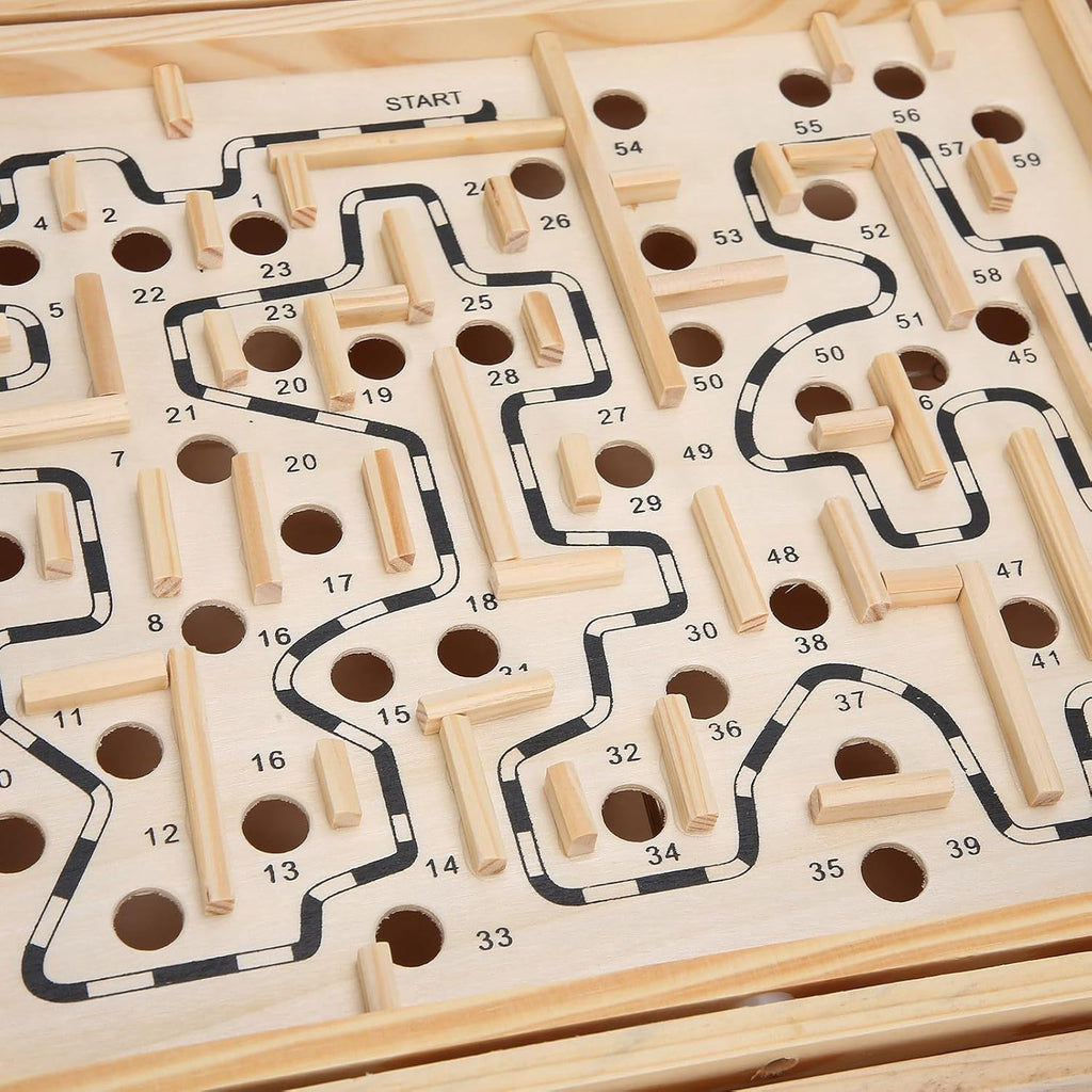 Juego de mesa Laberinto, 12.8 x 11.2 x 3.1 in / 12.8 x 11.2 x 3.1 pulgadas, laberinto de mesa de equilibrio de madera, laberinto de juegos de madera con 60 puntos de referencia para ancianos