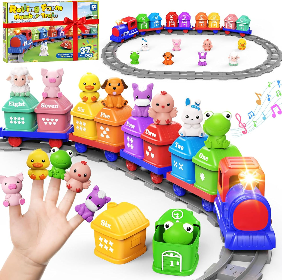 Juguetes de aprendizaje para niños de 1, 2, 3 años, juego de tren d...