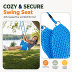 Columpio para niños tejido a mano, asiento portátil para columpio de árbol para interiores y exteriores, cuerdas ajustables, con correa para colgar y gancho a presión para camping, senderismo