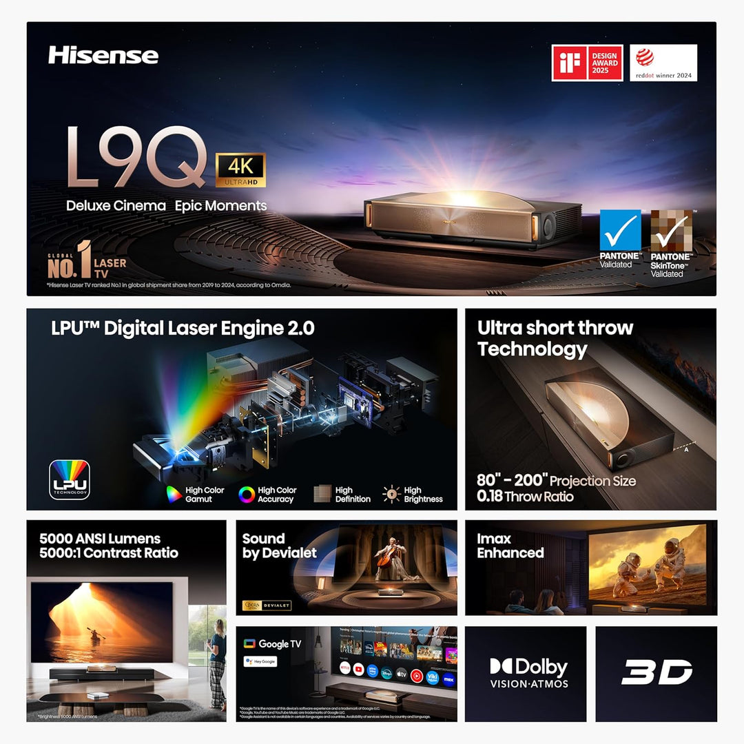 Hisense L9Q Proyector láser triple con distancia de proyección ultr...