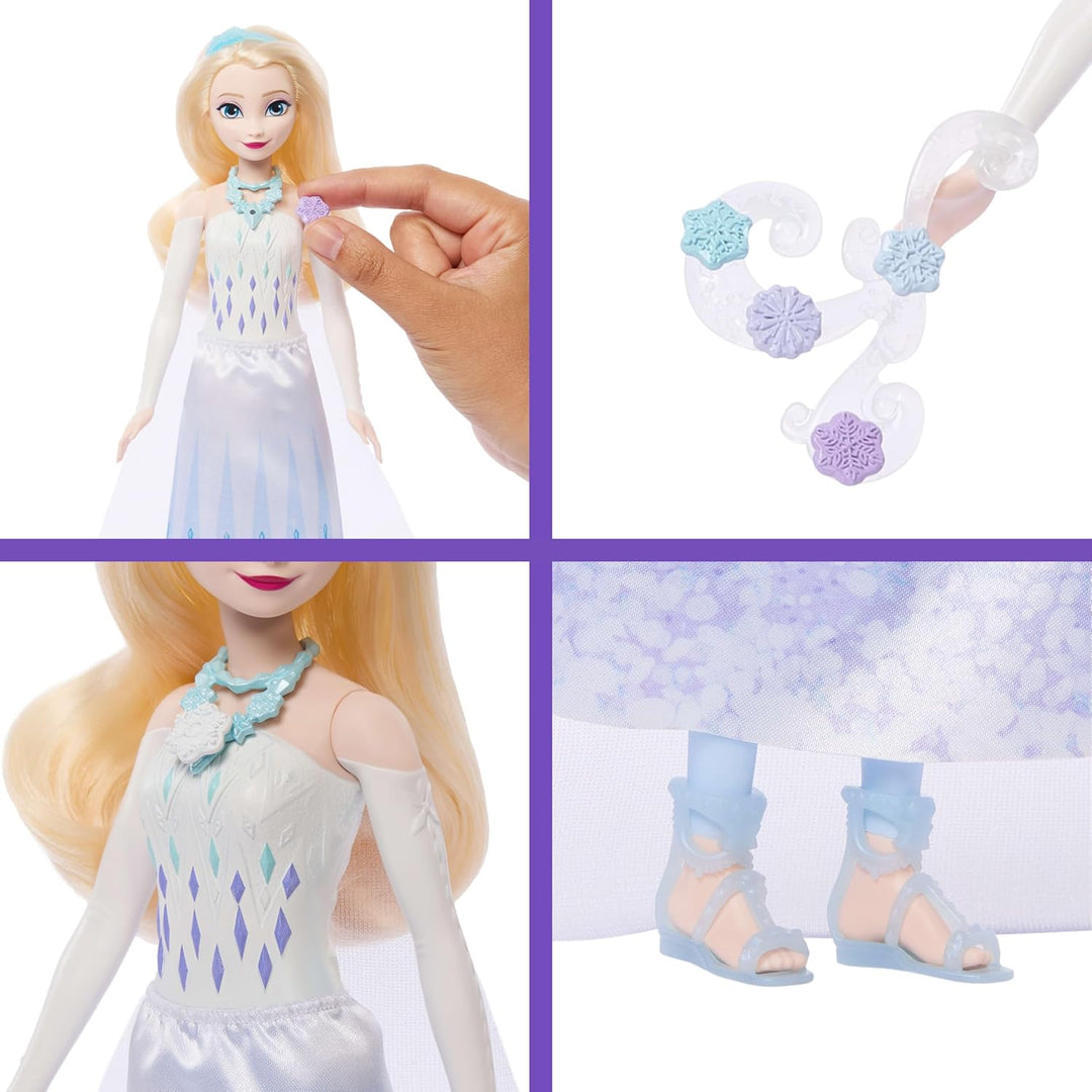 Mattel Disney Frozen Muñeca de Elsa de moda y accesorios con 8 sorp...
