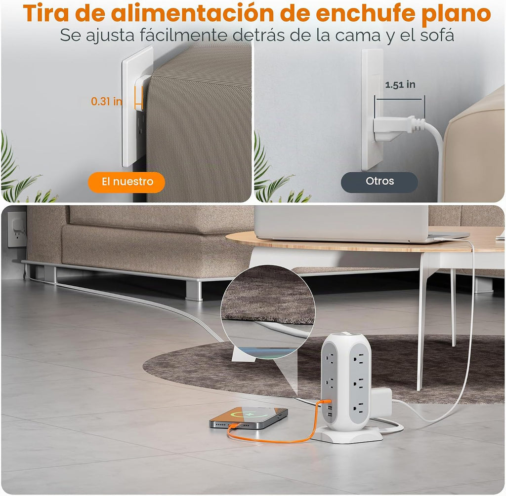 TESSAN - Regleta de alimentación de torre con protección contra