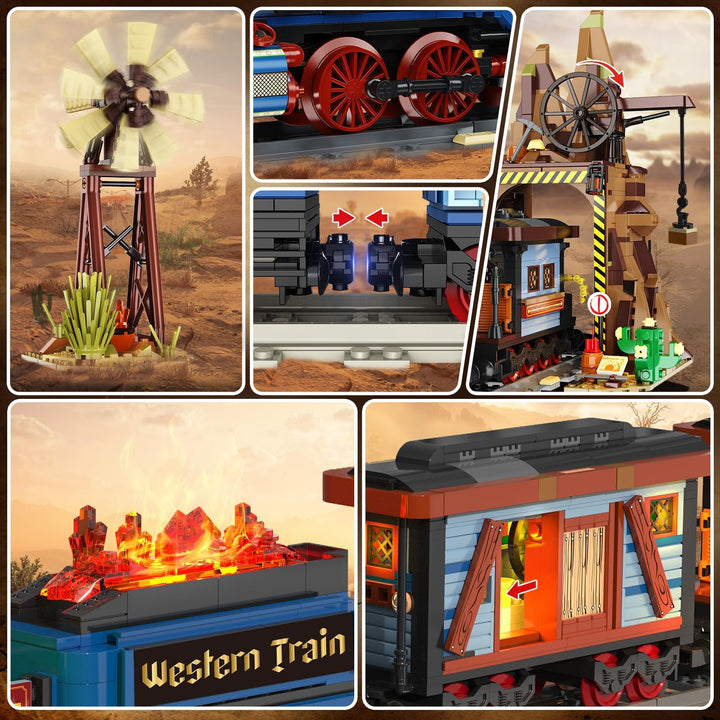 Juego de construcción de tren occidental con luces 1912