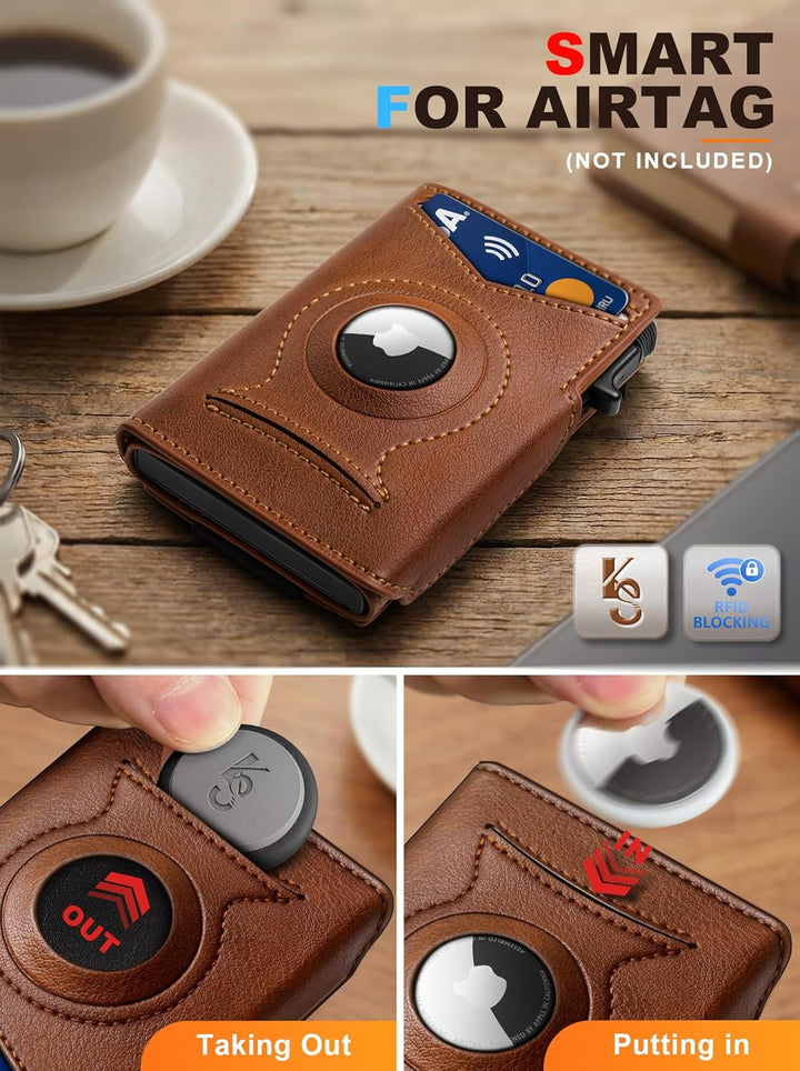 KEMISANT Billetera Airtag para hombre, delgada con bolsillo frontal...