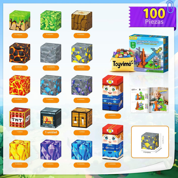 Bloques Magnéticos 100PCS Juguetes para Niños Bloques de Construcci...