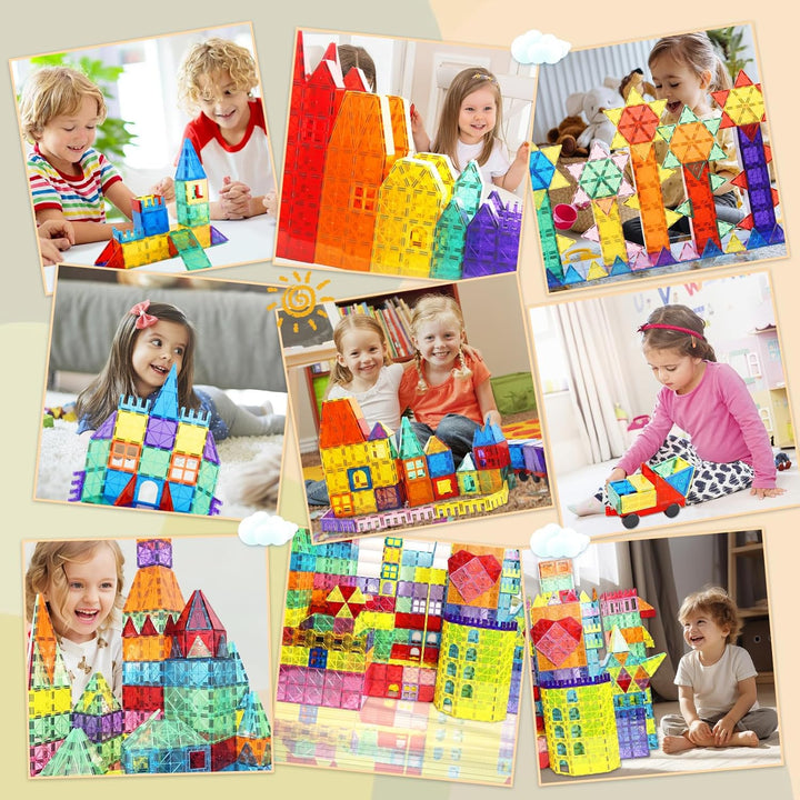 Paaxido Fichas Magnéticas - 130 PCS Bloques Magnéticos para Niños,...