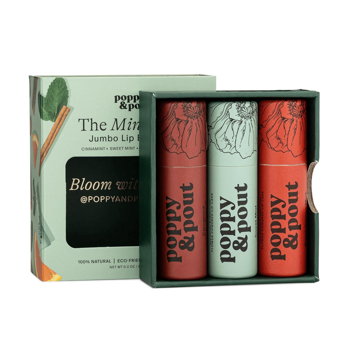 Paquete de 3 unidades + caja de regalo, bálsamo labial Poppy &amp;...