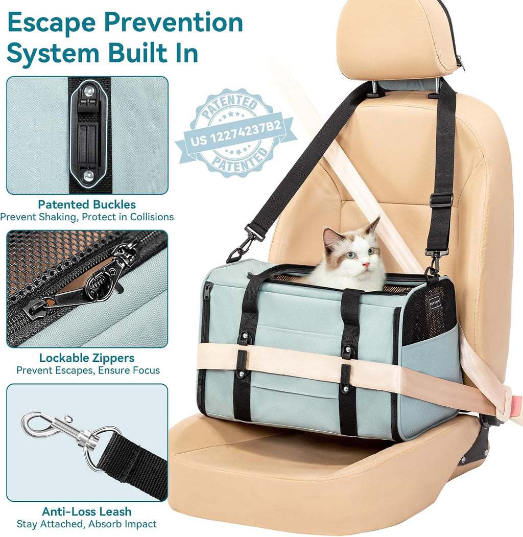 PETSFIT Transportador de gatos suave con hebillas de seguridad patentadas
