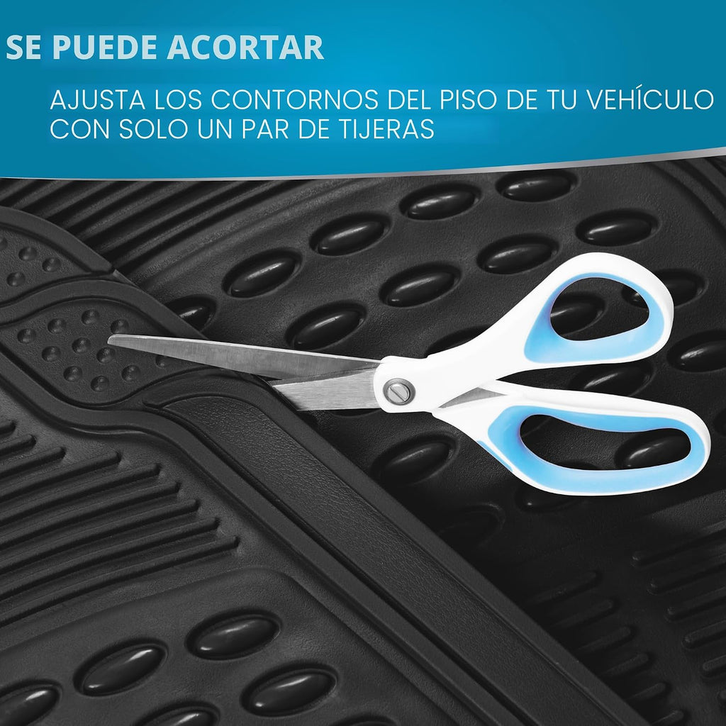 BDK Tapetes de piso para todo tipo de clima, 4 piezas, diseño de ajuste universal, tapetes de goma duraderos con bordes de captura, impermeables para automóviles, camiones, SUV (negro)