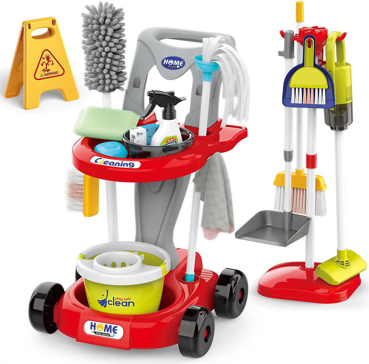 Juego de limpieza para niños pequeños, juego de juguetes de limpieza para niños, nuevo juego de limpieza desmontable de 29 piezas para niños pequeños, carritos de limpieza educativos de juego de