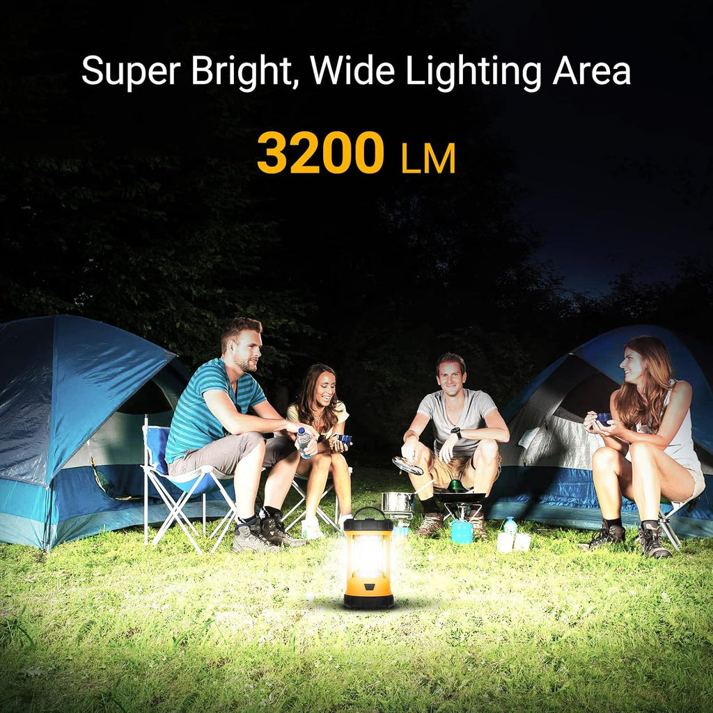 Lámpara CT CAPETRONIX Linterna de campamento, luz brillante de campamento de 3200 lúmenes, linterna LED recargable de 4600 mAh para cortes de energía, 5 modos de luz, lámpara de campamento para pesca, huracán