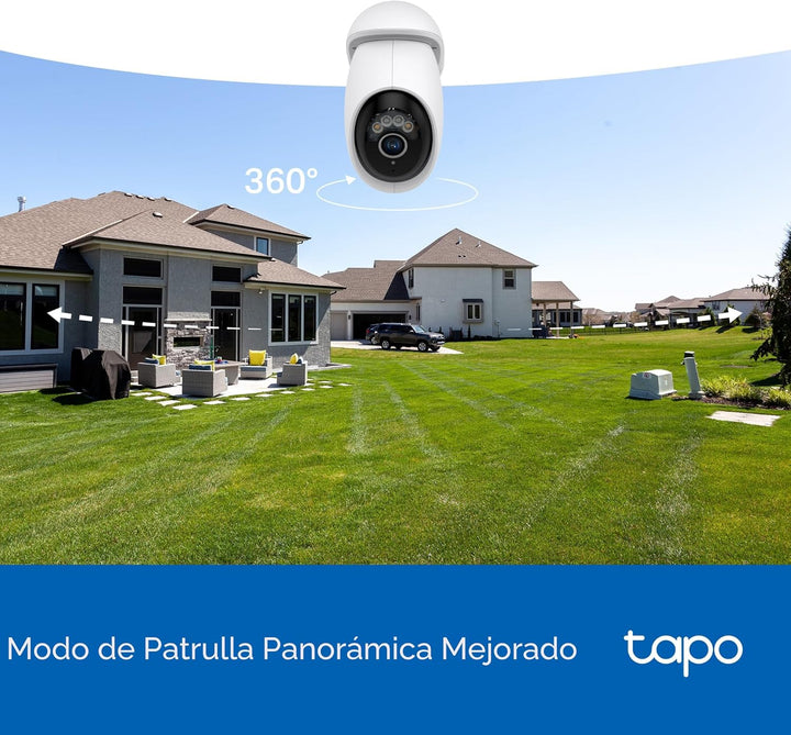 Tapo - Cámara de seguridad para exteriores con cable, panorámica\/i...