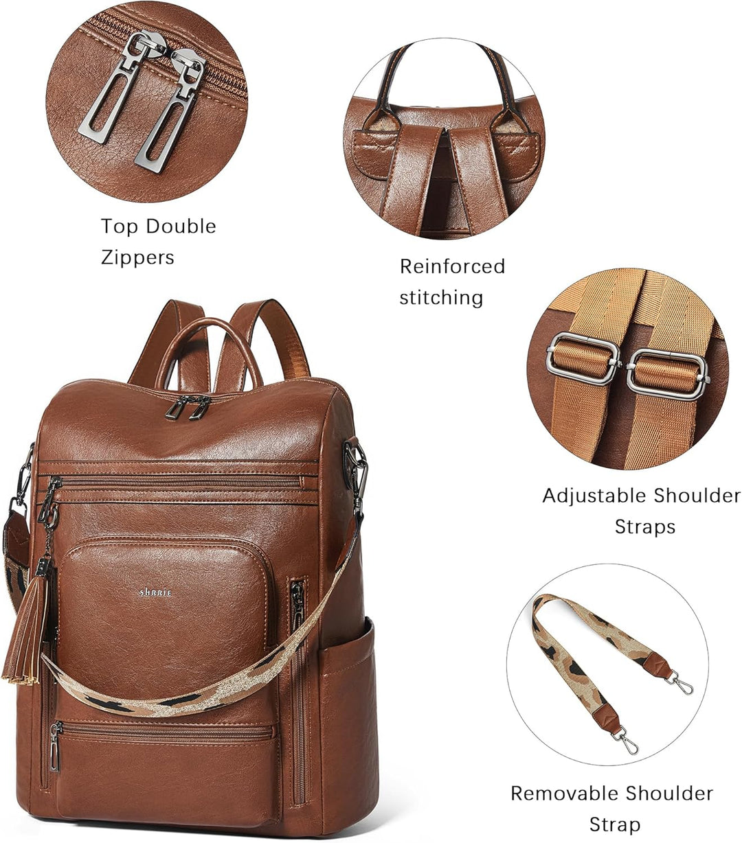 Mochila Shrrie de cuero vegano para computadora portátil de 14 pulg...