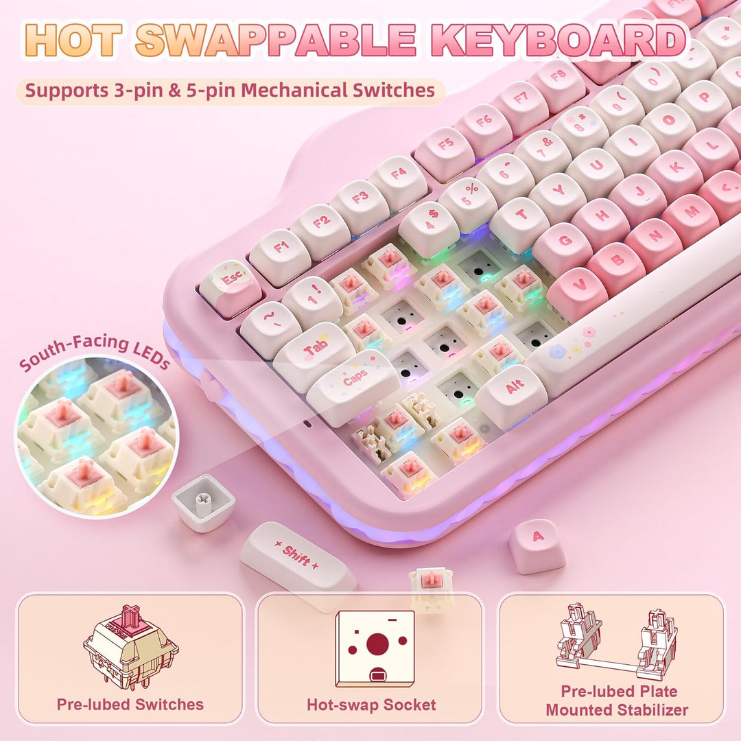 YUNZII C98 Wireless Mechanical Keyboard with Number Pad,99 Key BT5....