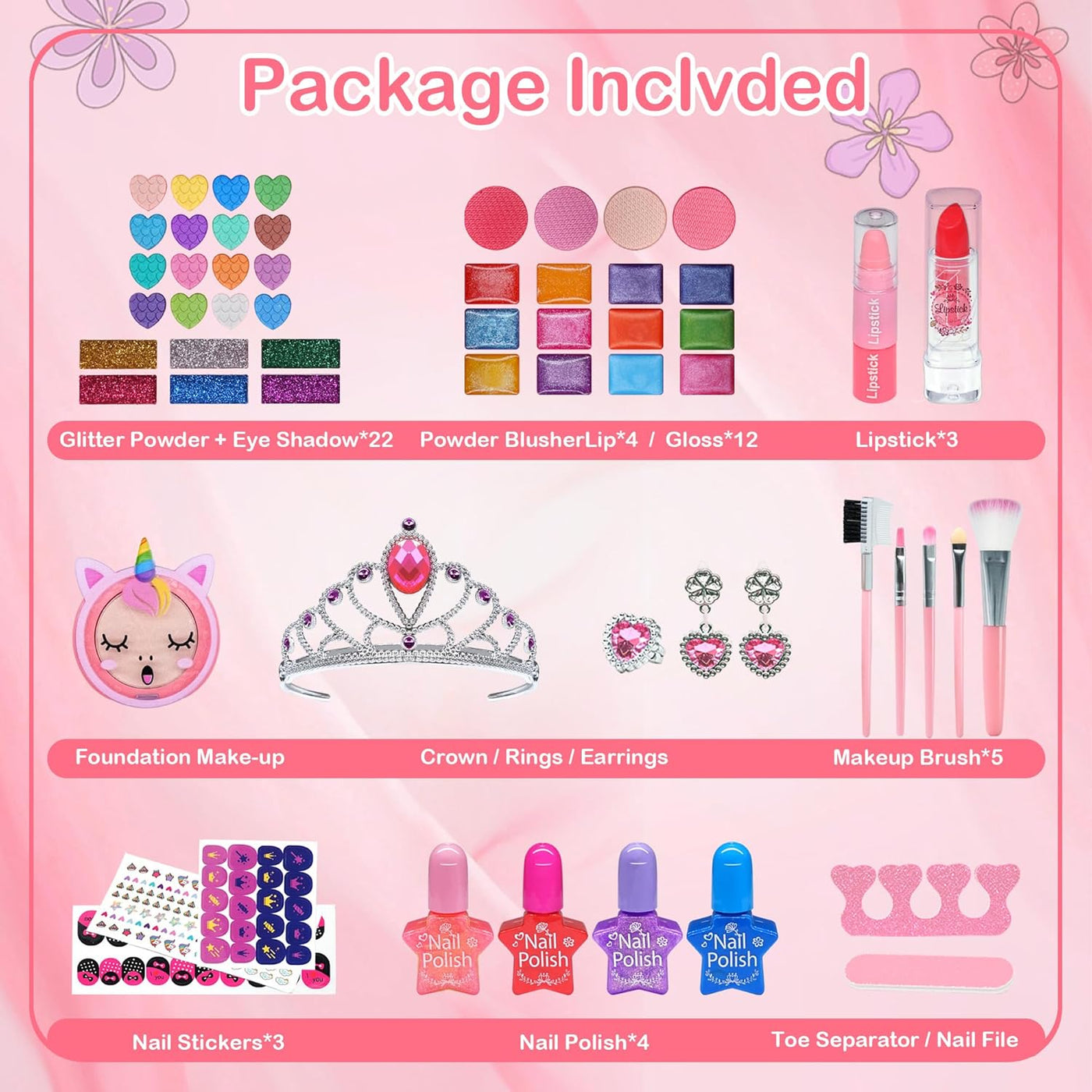 Juegos de maquillaje para niñas de 5 a 8 años, kit de maquillaje de...