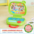 CoComelon Just Play - Juguete para computadora portátil para niños, luces, sonidos y música, fomenta el reconocimiento de letras, números, formas y animales, juguetes para niños con licencia oficial
