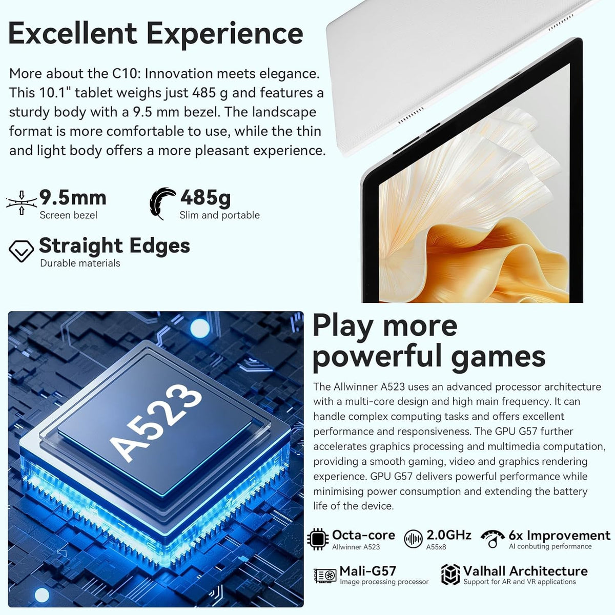 Evermyth Tableta, tableta Android de 10 pulgadas con Ocata Core, 8G...