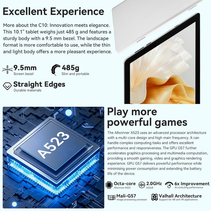 Evermyth Tableta, tableta Android de 10 pulgadas con Ocata Core, 8G...