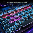 RK ROYAL KLUDGE S108 - Teclado mecánico de máquina de escribir, teclado para juegos con cable con teclado numérico, teclados retro de tamaño completo con reposamuñecas desmontable para Mac/Win/PC