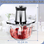 Cuenco de vidrio de 16 tazas 850 W procesador eléctrico de alimentos, temporizador LED. Cuchilla de 6 filos de corte de 3 niveles para picar, picar, ideal como picadora de carne, picadora de verduras frescas, proceso de alimentos para mascotas en la