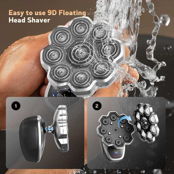 Maquinilla de afeitar eléctrica para hombres, afeitadoras de cabeza...
