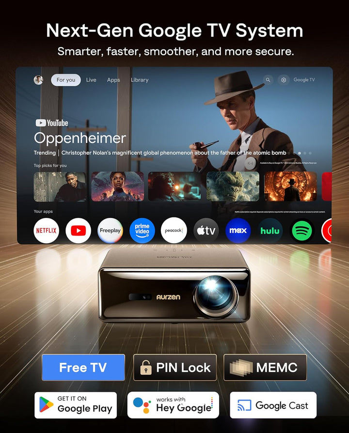 Aurzen EAZZE D1 MAX - Proyector inteligente Google TV compatible co...