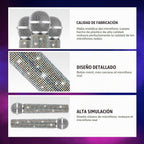 Micrófono falso con diamantes de imitación brillantes, micrófono de juego de plástico con purpurina para disfraz de fiesta de cosplay (color AB)