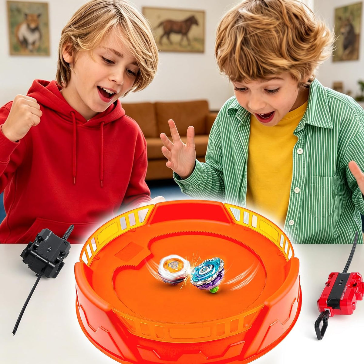 X Stadium - Juego de batalla con riel de celeración X, 12 tapas giratorias derechas, 3 lanzadores, 1 agarre y 1 estadio, juego de batalla Xtreme, juguete de regalo de cumpleaños para niños y