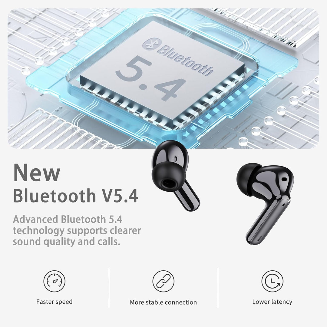 Auriculares inalámbricos, Bluetooth 5.4 con 4 micrófonos ENC con ca...