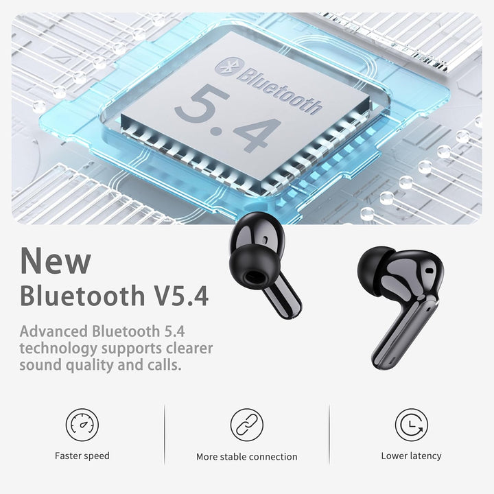 Auriculares inalámbricos, Bluetooth 5.4 con 4 micrófonos ENC con ca...