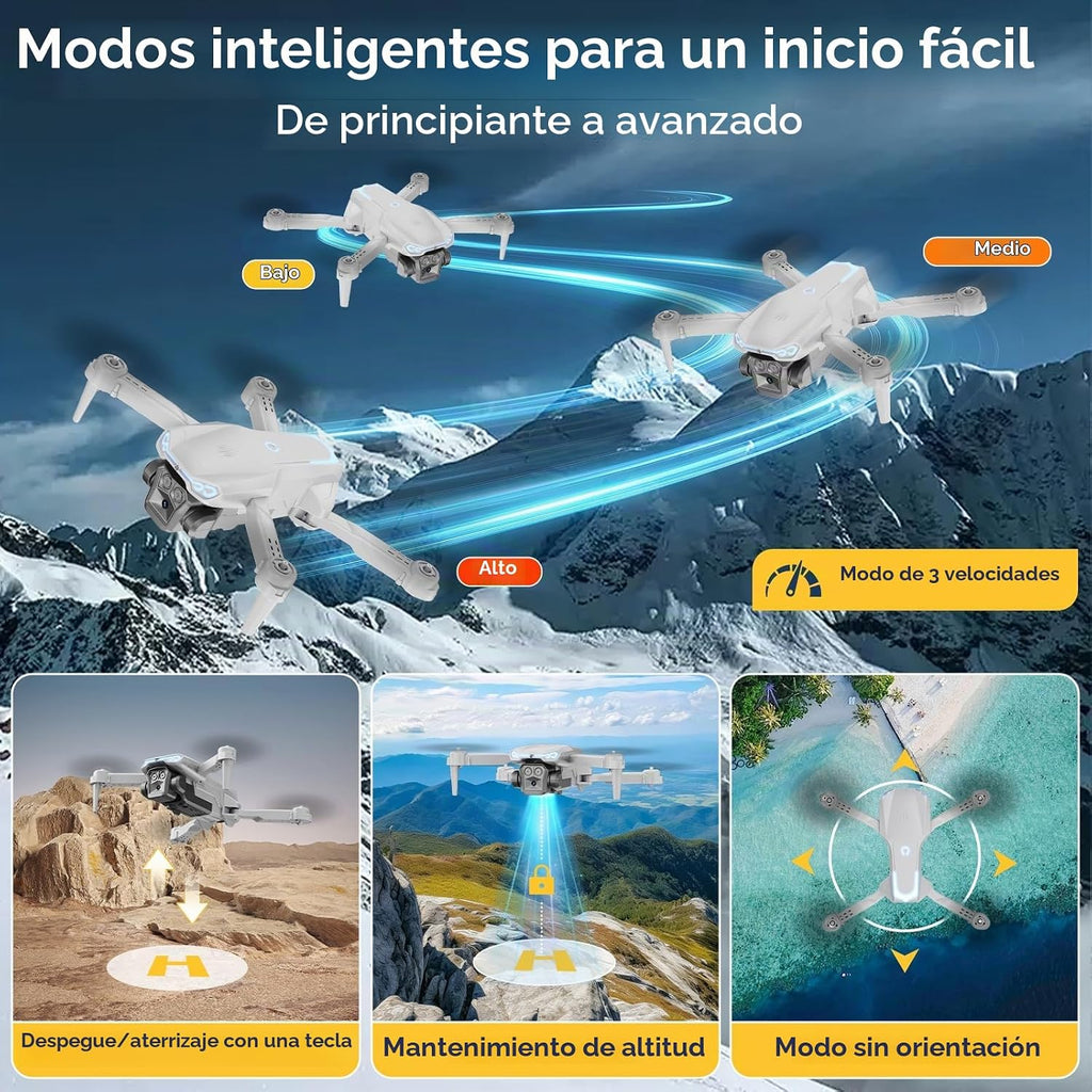 Drone 1080P con cámara para niños y adultos principiantes, cuadricóptero FPV plegable con una tecla de despegue/aterrizaje, control de gestos, giros de 360°, 2 baterías, regalo de juguete para