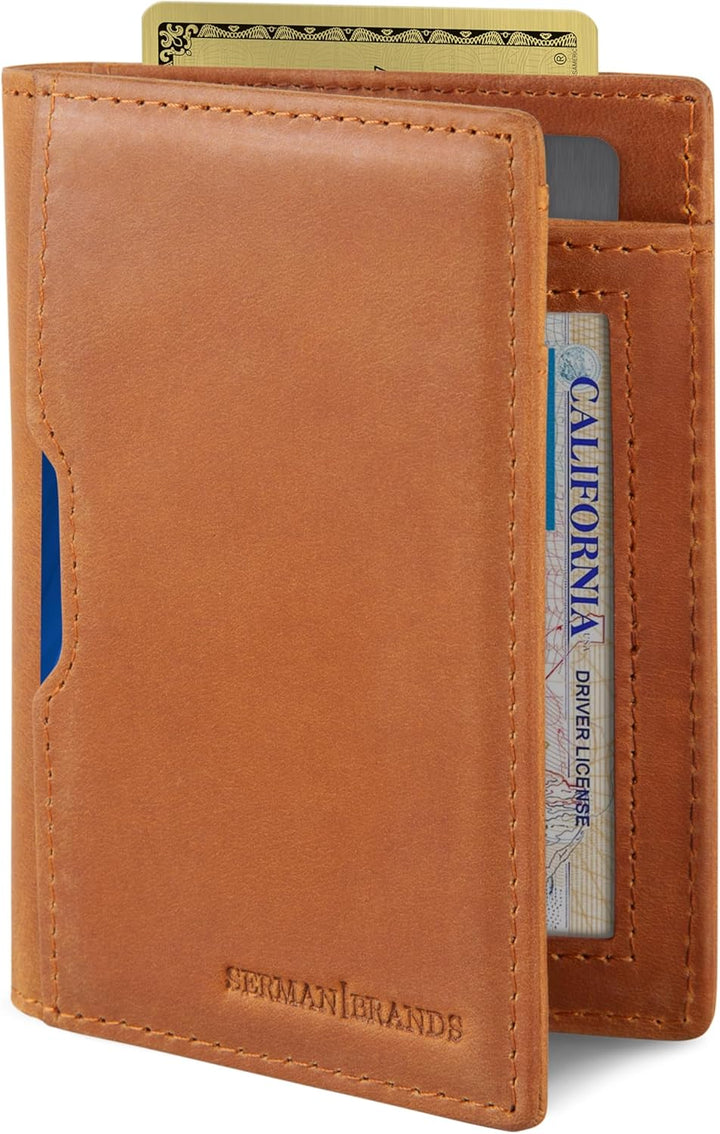 SERMAN BRANDS \u2013 Carteras para hombre, delgadas, de cuero, con...