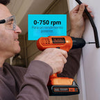 BLACK+DECKER 20V MAX POWERCONNECT - Taladro eléctrico inalámbrico con juego de brocas de 30 piezas y kit de controladores, batería y cargador incluidos (LD120VA)